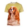 3D Puppy Dog Printed T-shirty Men Oversized Baggy Cavalier King Charles Spaniel Graphic T Shirts Streetwear Cute Clothes