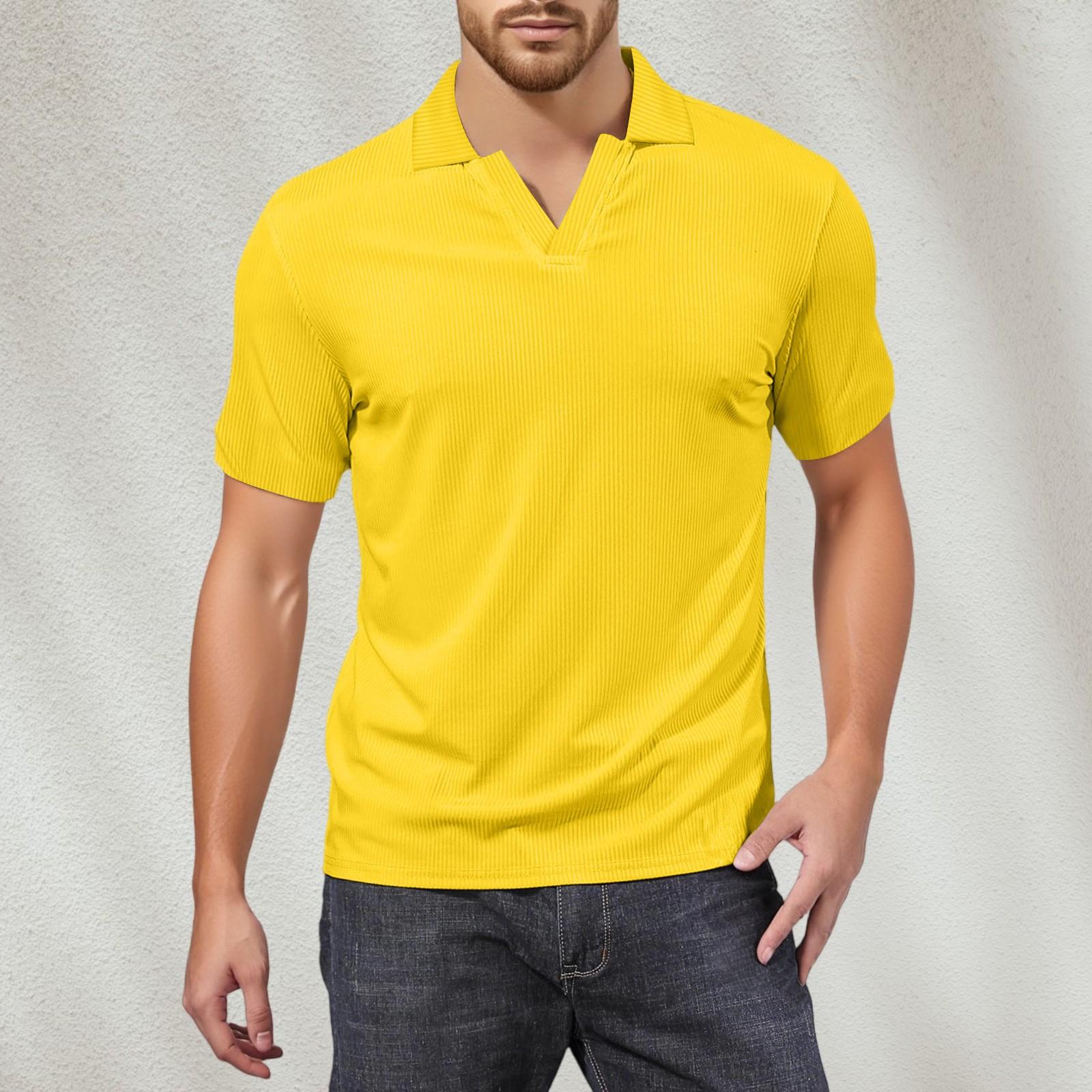 

Мужская футболка для гольфа с V-образным вырезом, короткими рукавами и текстурированным воротником XL жёлтый