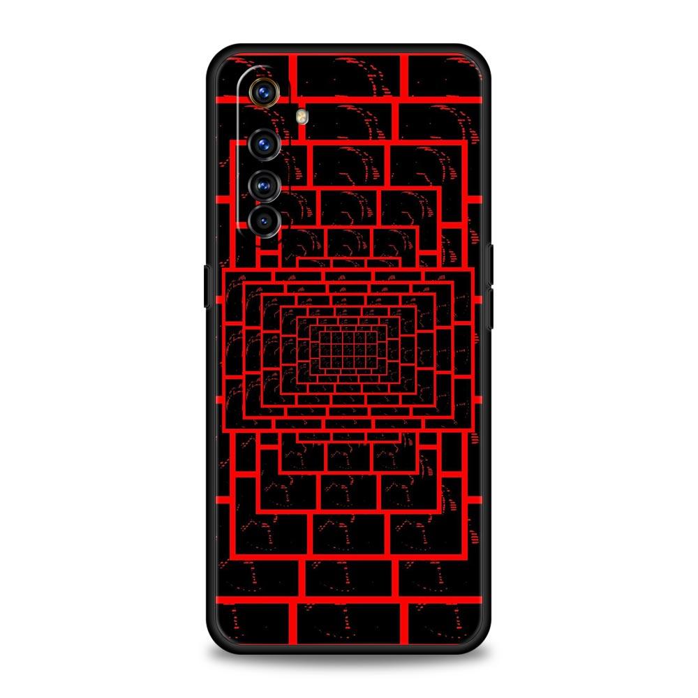 Black Red Ripple Art Soft TPU For Realme 13 12 11 10 9 Pro Plus GT3 GT2 C21 C25 C35 C53 C55 C67 Pro 5G Phone Case Cover Fundas