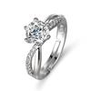 One Carat Intertwined Six-Claw Ring Femininity Simulation Opening Adjustable