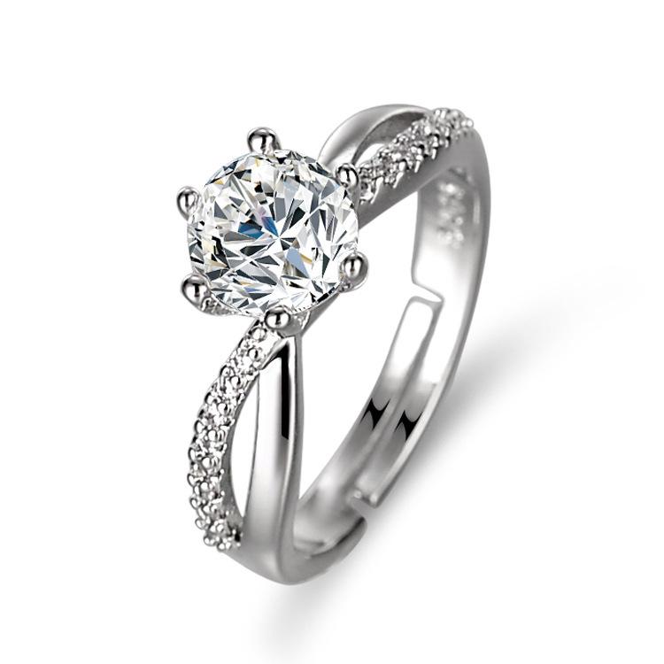 One Carat Intertwined Six-Claw Ring Femininity Simulation Opening Adjustable