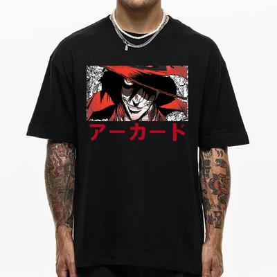 Tričko Hellsing Ultimate Unisex Harajuku Estetické Alucard Eyes Tričko Unisex Anime Unisexga Vysoce kvalitní retro tričko z bavlny a písku