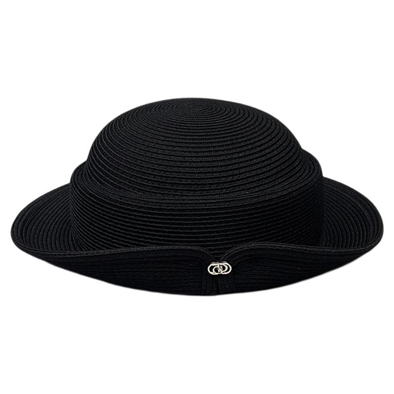 Summer Temperament Hepburn Wind Bucket Hat Fine Straw French Style Foreign Style Top Hat Basin Hat Female Elegant Straw Hat