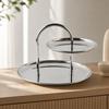 Stainless Steel Two-Level Serving Tray Elegant for Afternoon Tea