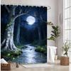 Tropical Paradise Bath Curtain - Lush Palm Trees & Crystal Waterfall, Waterproof Home Decor Adds Exotic Beauty To Your Bathroom