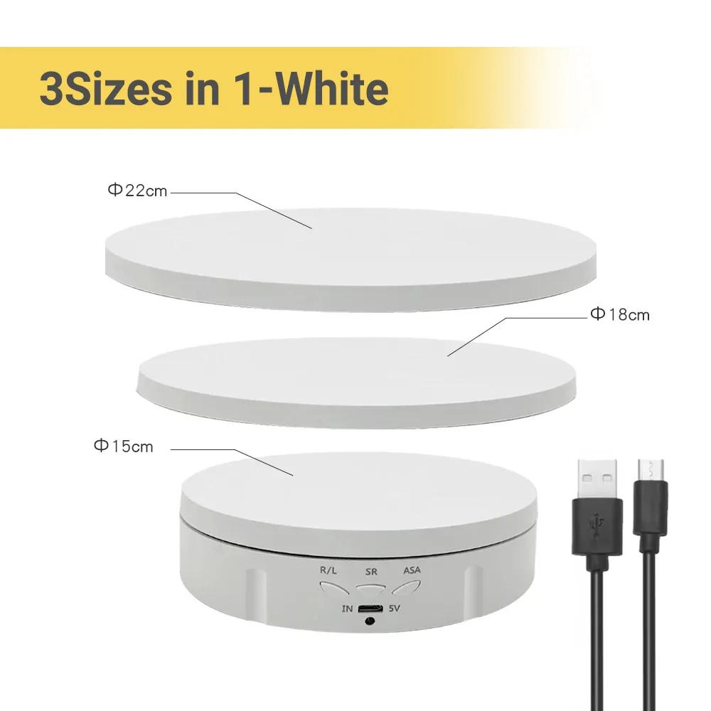 Multipurpose Rotating Turntable 360° Motorized Display Stand with 3 Speed Modes for Product Photography Jewelry & Model Display