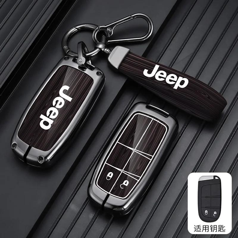 For Jeep Zinc Alloy Wood Grain Car Key Case For Jeep Grand Cherokee WK2 KL Wrangler JK Renegade Commander Compass 2018 2022 A