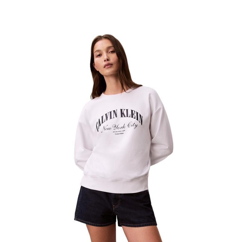 Calvin Klein American Retro Campus Style Letter Print Crew Neck Sweatshirt Women sweatshirt 47F818G XS