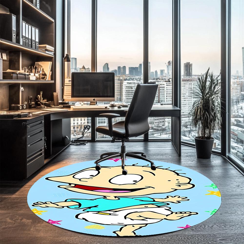 Rugrats Printed Round Rug Carpet Chair Rug Area Rug Entryway Doormats,for Office Chair Living Room Bedroom Kitchen Room.
