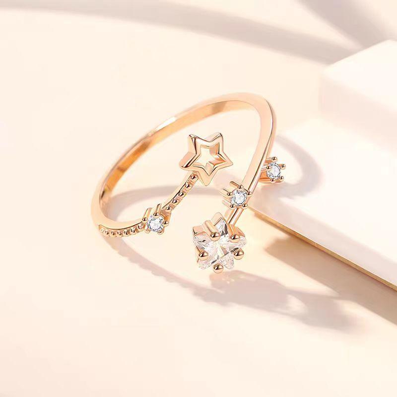 "Star Language Wish" Temperament Versatile Star Zircon Ring Design Sense Personality Delicate Ring