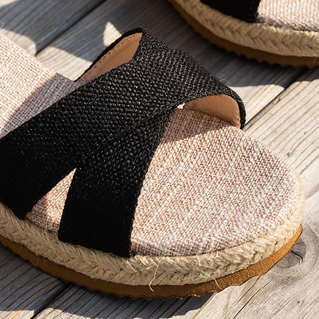 Women Casual Beach Sandals Platform Wedge Lightweight Summer Strap Casual Rope Thick Sole Bohemian Increased Fish Mouth Sandal