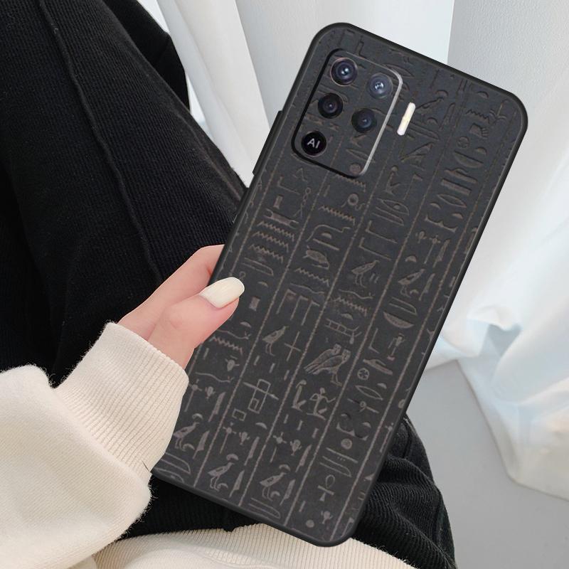 Egyptian Hieroglyphics Symbols Case For Oppo A96 A76 A16 A60 A98 A58 A78 A18 A38 A80 A40 A77 A57 A17 A74 A54 A94 A15 A5 Pro