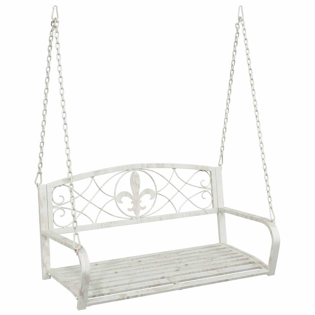 Steel Swing Bench 110.5 x 59 x 55 cm Antique White