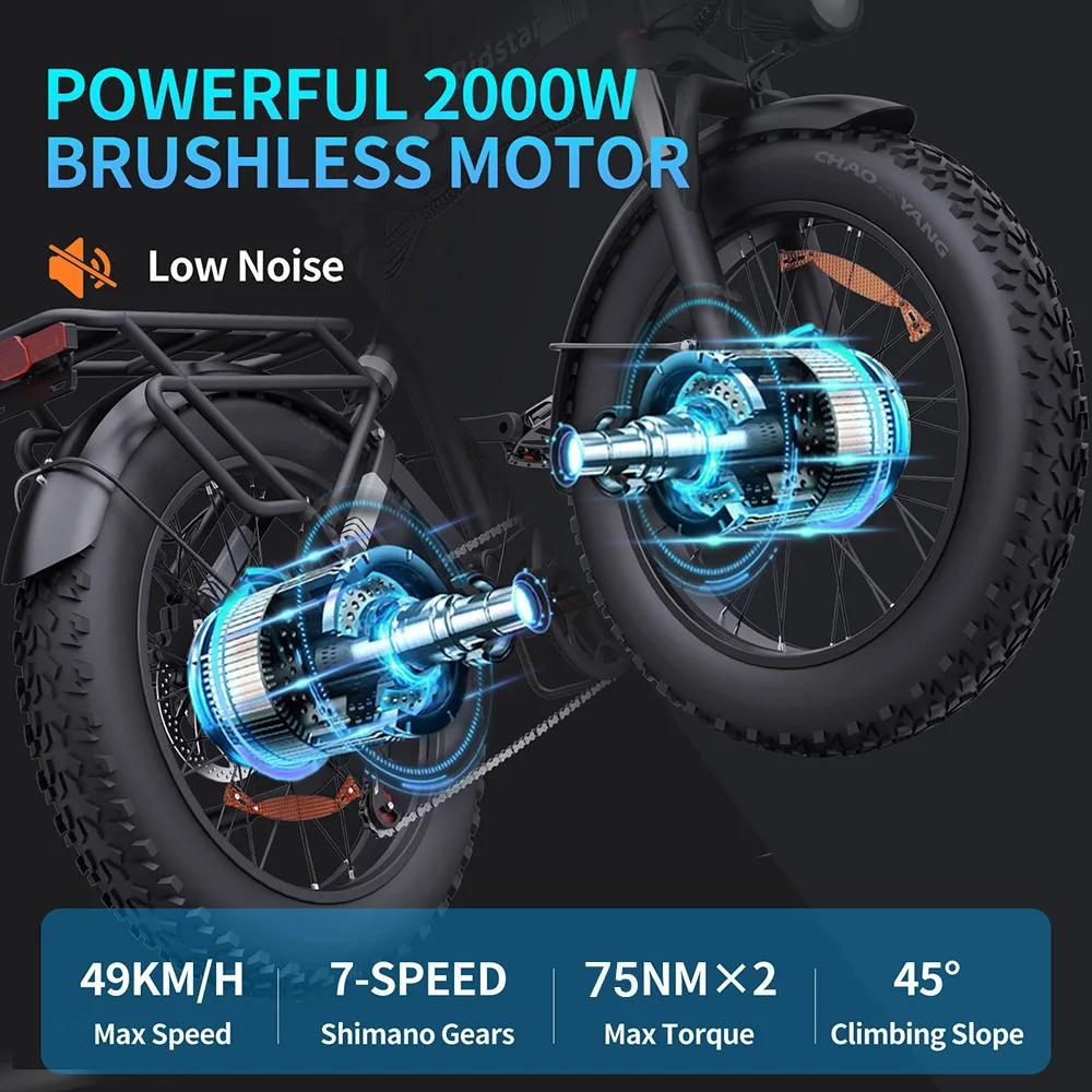 Elektrisches Fahrrad Ridstar H20 Pro 1000Wx2 Motor Faltbares Elektrofahrrad für Erwachsene 48V 23AH LCD-Display Höchstgeschwindigkeit 45 km/h 20"x4.0" Reifen