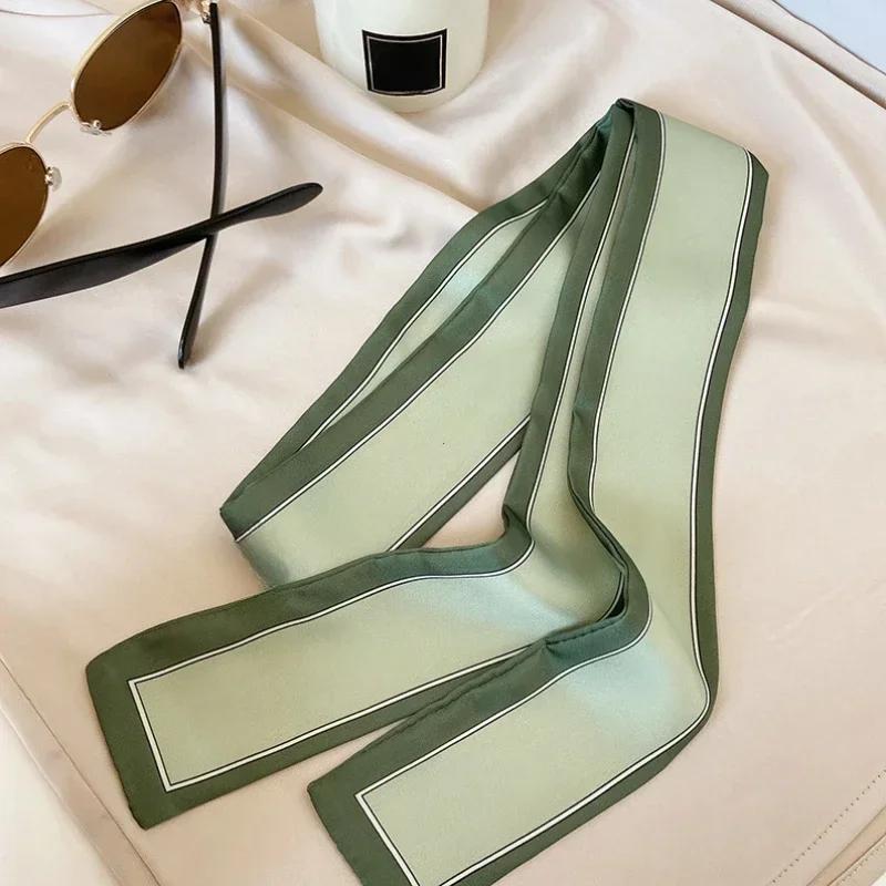 

Женский узкий тонкий шарф, длинный полосатый шелковый шарф, женская сумка с ручкой, многофункциональная декоративная шейная повязка, резинка для волос