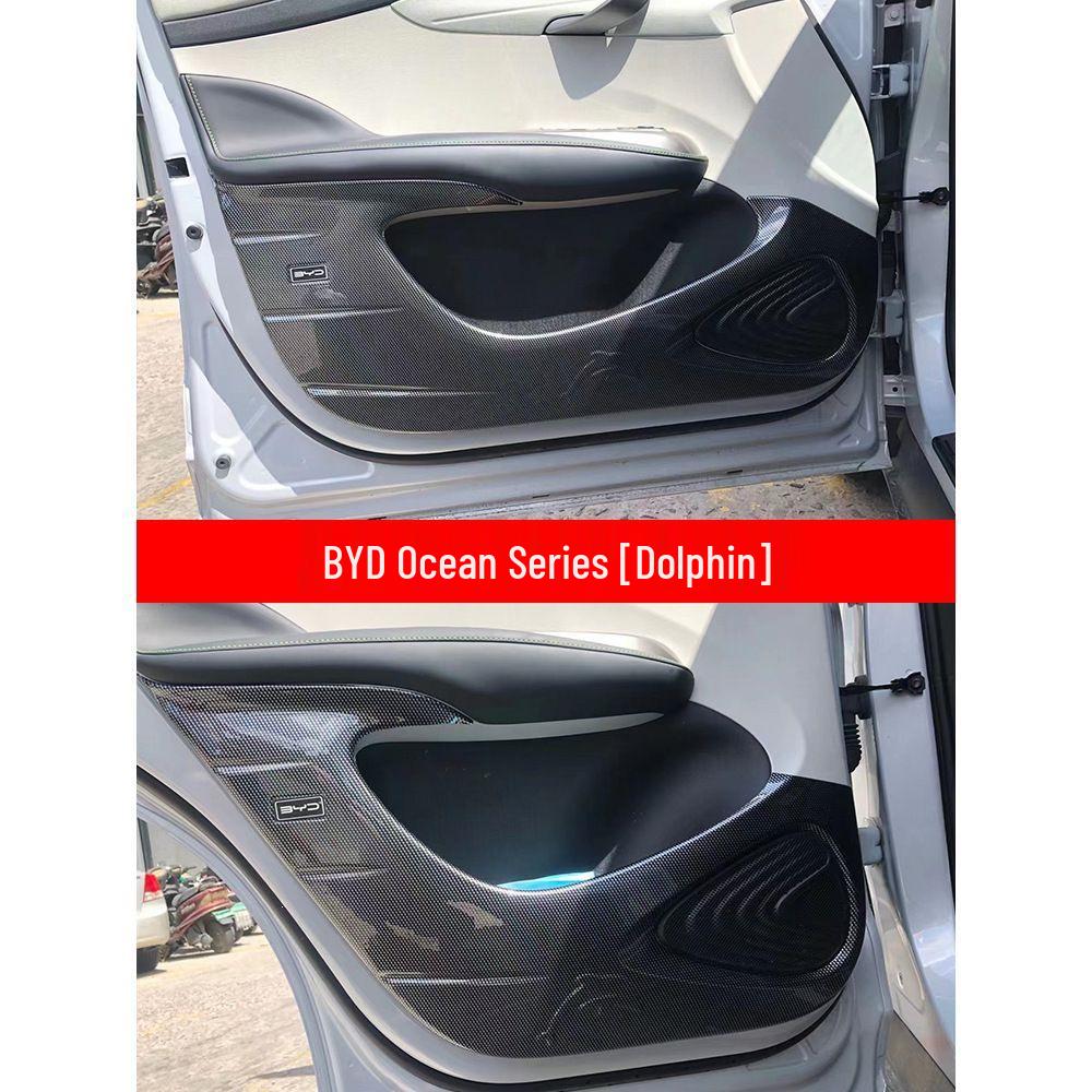 BYD Car Door Kick Mats: Scratch-Proof Interior Decorations for Tang, Song, Han, Dolphin, Seal, Yuan, and Qin Plus Models.
