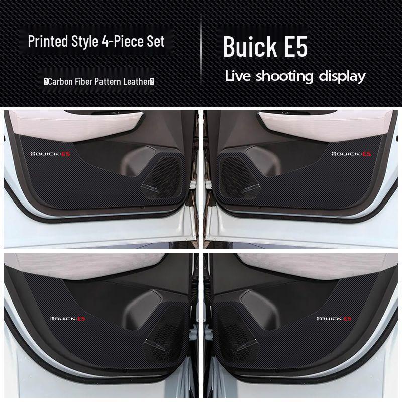 Buick E5 Door Kick Mats: Carbon Fiber Passenger Seat Protection Stickers.
