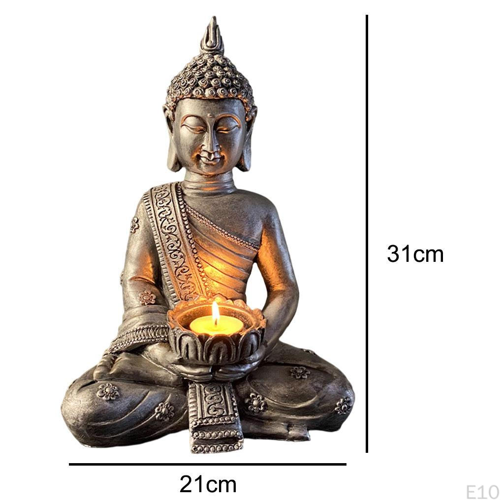 Buddha Holder Tabletop Tealight Decor Statues Collectible Figurines for Relaxing Gift