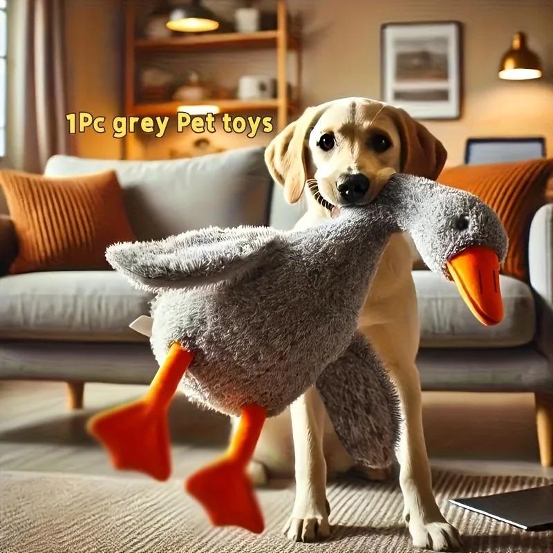 

50cm Soft Plush Duck Toy for Cats and Dogs Anxiety Relief Pet Companion Interactive Chew Squeaky Dog Toy Stress Relief XS серый