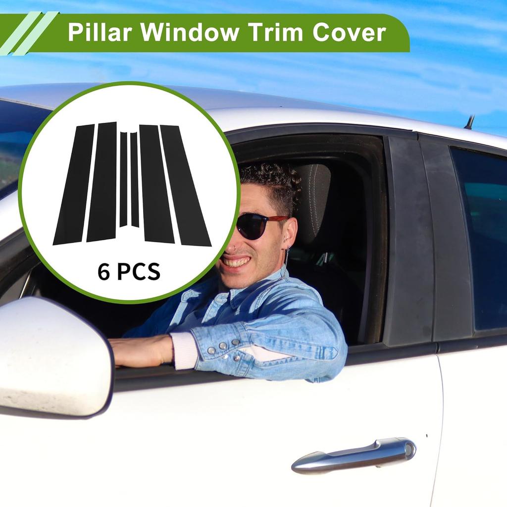 Türsäulen-Fensterzierleisten für Chevy Equinox 2018-2023 Schwarz Vorne Hinten Links Rechts Kratzschutz-Aufkleber Säulenabdeckungen 6 Stück