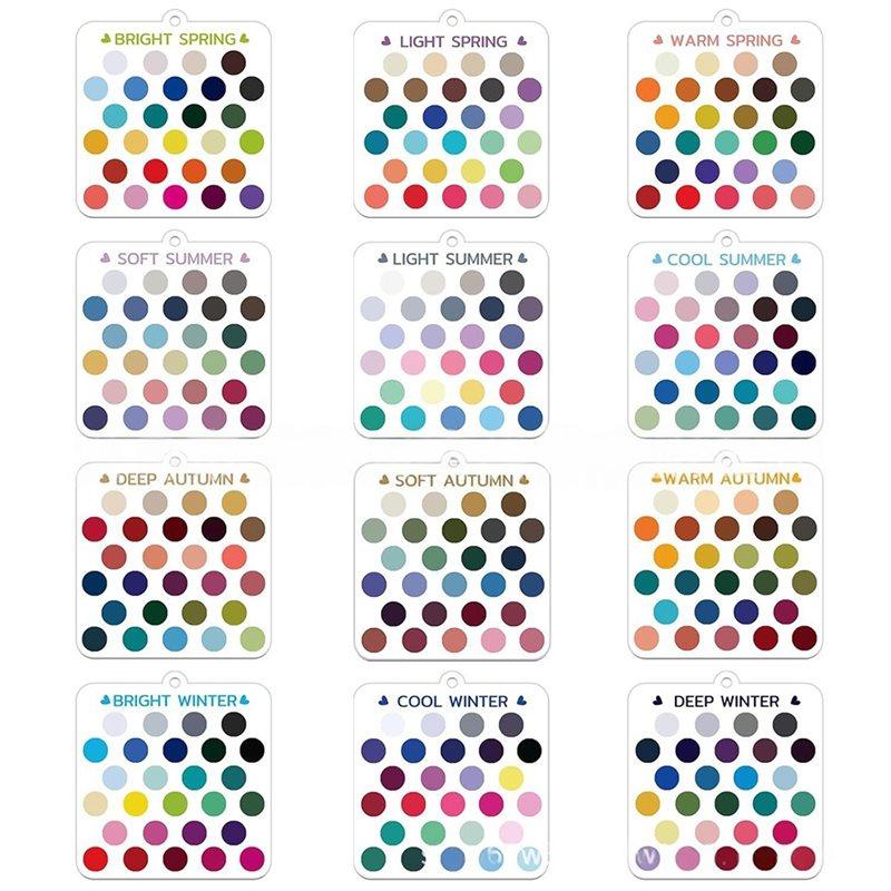 A95D-Season Color Palette Cards Clear Acrylic Season Color Analysis Swatches Keychain Color Matching Guide For Styling,Outfits,M