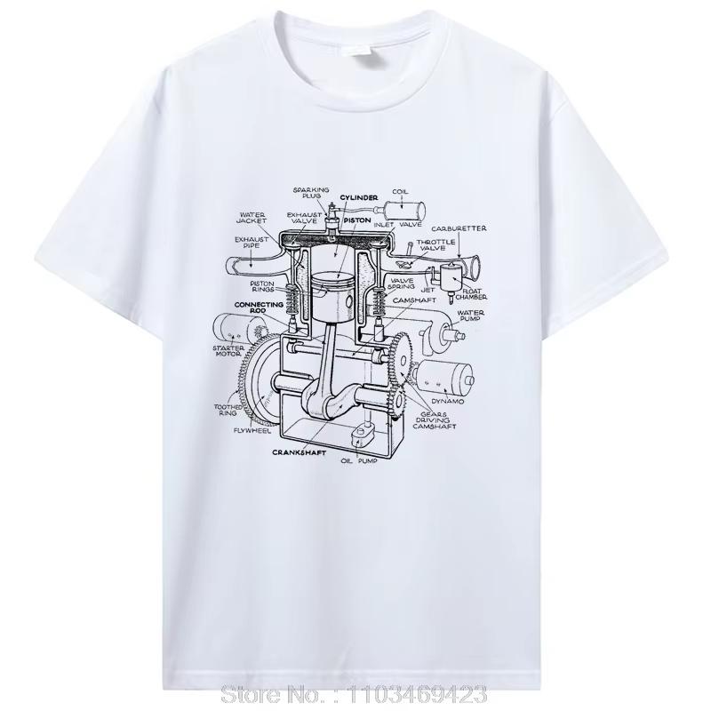 Mechanics Car Engine Pieces Cars Lovers Muscle Cars T-Shirt Men's Fashion Clothing Carguy Graphic Tee Tops Husband Daddy Gifts