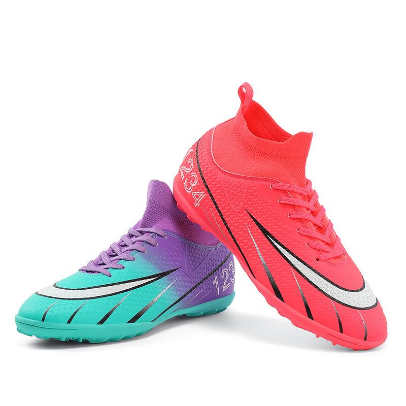 Ronaldo's New High-top Football Shoes Men's Broken Nails Children's Boys and Girls Adult Non-slip Competition Training Shoes