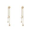 New Fashion Star Moon Tassel Drop Earrings for Women Rhinestone Stars Long Chain Earrings Girls Party Daily Jewelry Accessories