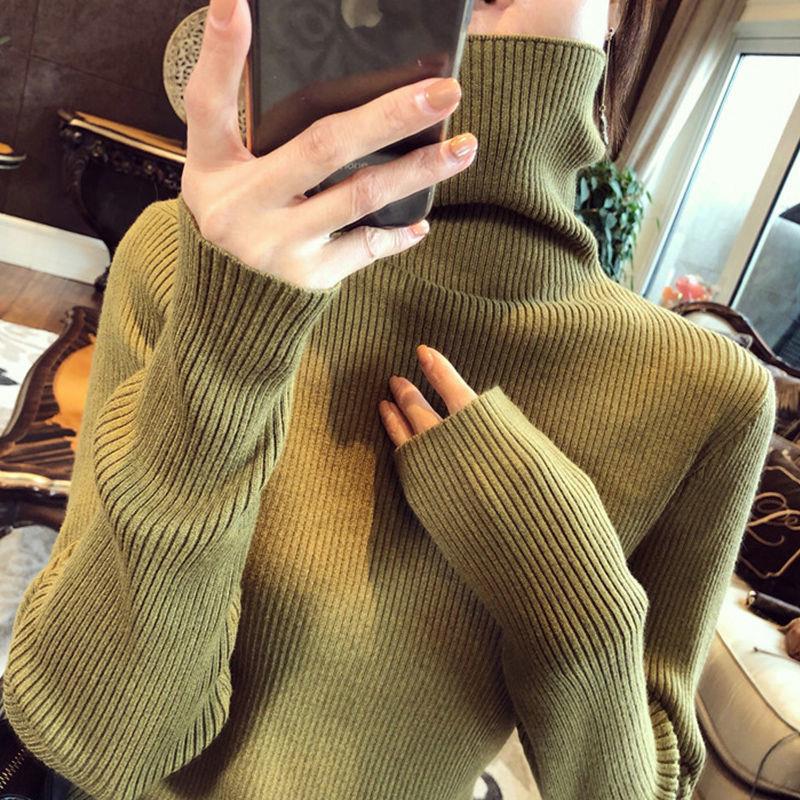 Women's Spring & Autumn Slim-Fit High-Neck Knit Sweater - Loose Inner Wear Base Layer Top