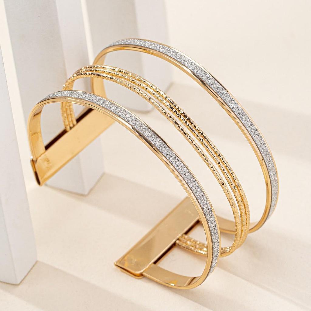 New Frosted Texture Geometric Open Cuff Bracelet: High-End Design and Versatile Style