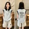 Kids' Cotton Color Block Polo Vest - Sleeveless Summer Top with Lapel Patchwork Design