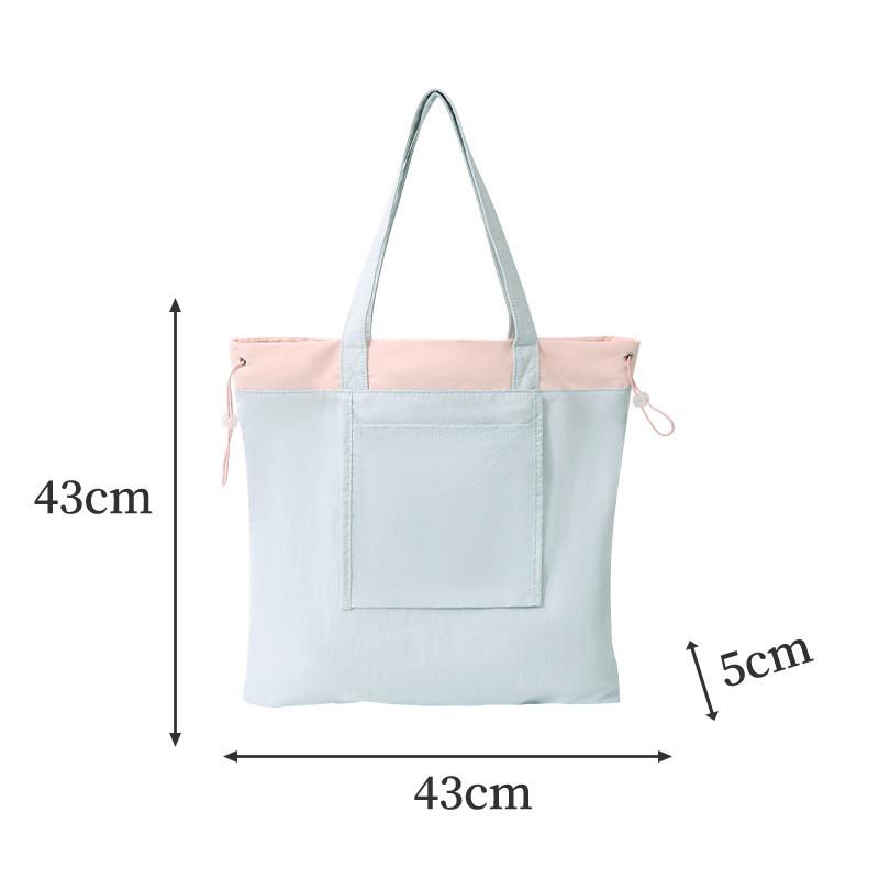 Urbsimple Color Blocked Foldable Lightweight Nylon Drawstring Tote Bag For Daily Commute And Groceries