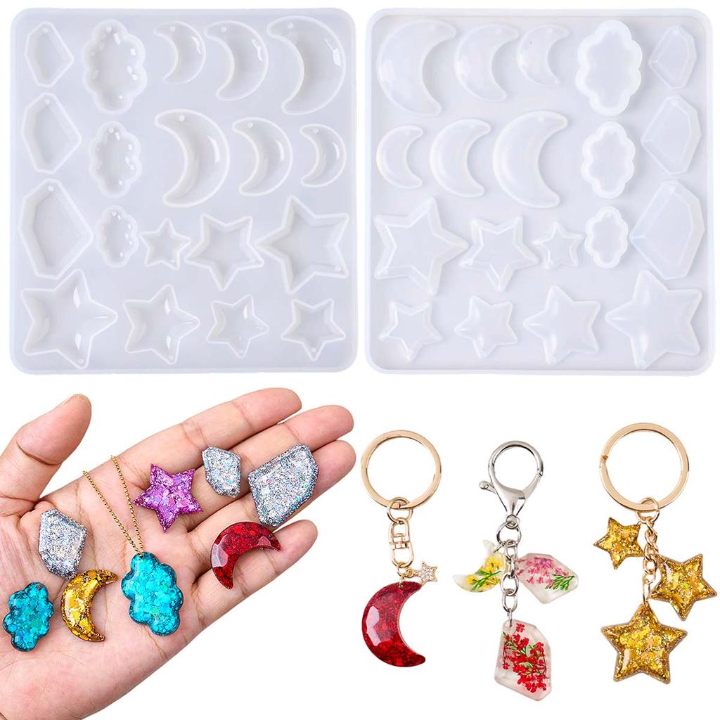 Earring Pendant Epoxy Silicone Mold DIY Star Moon Cloud Shape Keychain Necklace Charms Crafts Making UV Resin Jewelry Molds