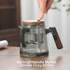 650ML Glass Tea Pot Kettle Infuser One Click Switch Heat-resistant Teapot Water Separation Inner Tea Filtration Wooden Handle