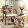 2pcs Highland Cow and Lambs Floral Throw Pillow Cover 2D Flat Print Farmhouse Soft Cushion Case for Home Sofa Decor
