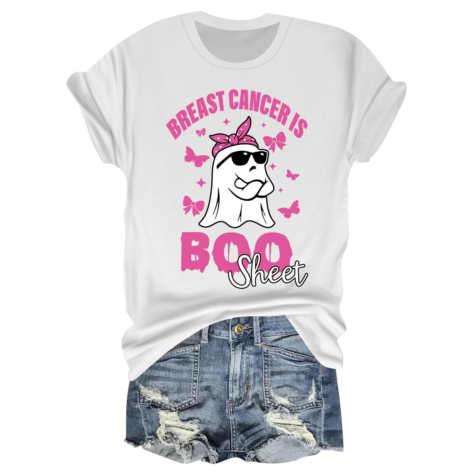 

Женская повседневная футболка на Хэллоуин с принтом груди, пуловер с круглым вырезом, топ с короткими рукавами S белый