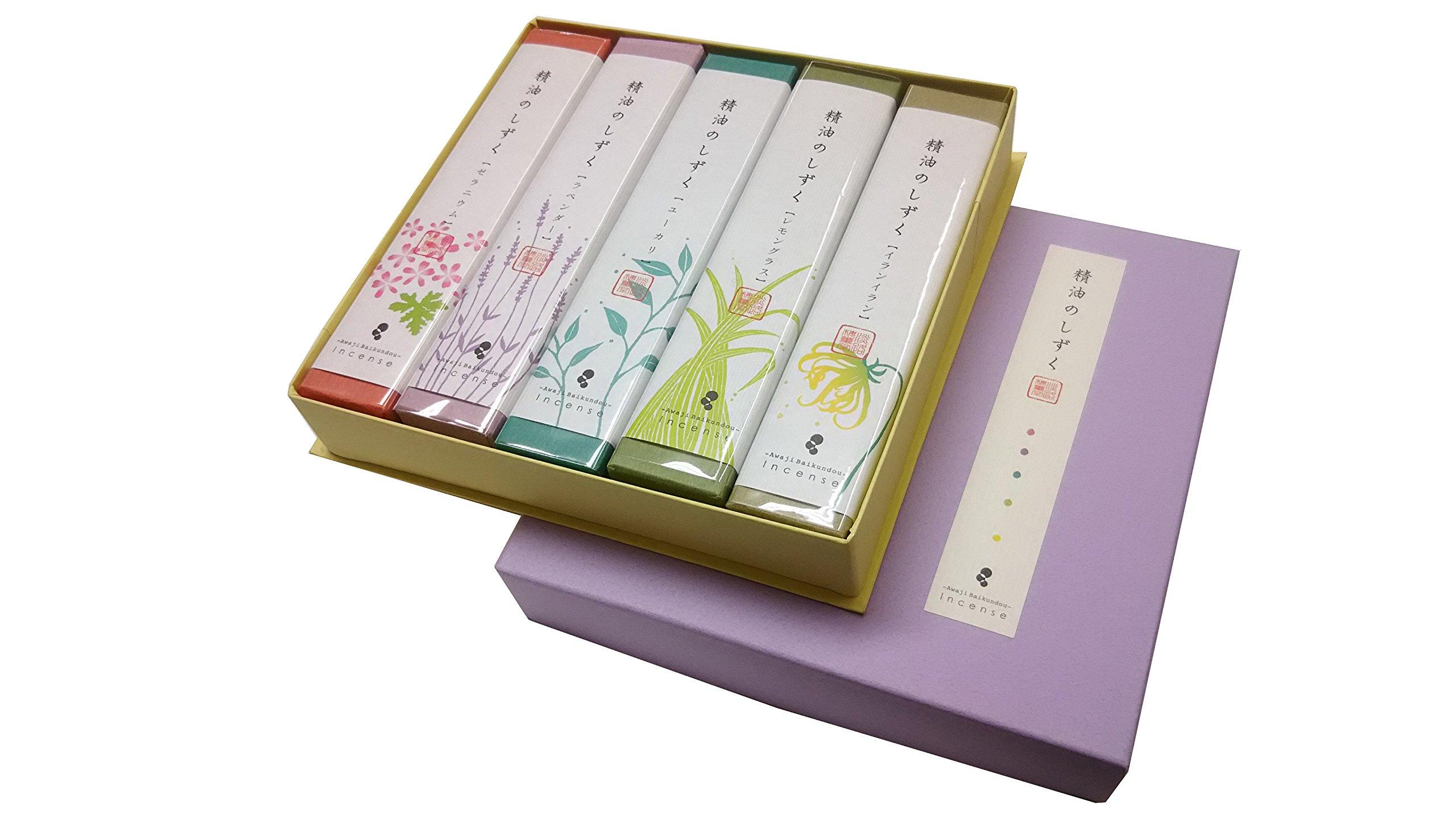 

(Packaged) Awaji Baikondo s Stylish Incense Set: Drops of Essential Oil Pure, 14cm, Popular Item, Five Grades, Brand Name, Gift, Healing Gift,