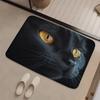 Black Cat Door Mat – Realistic Cat Eyes Design, Dramatic Pet Portrait Entryway Mat for Bathroom, Bedroom, Living Room