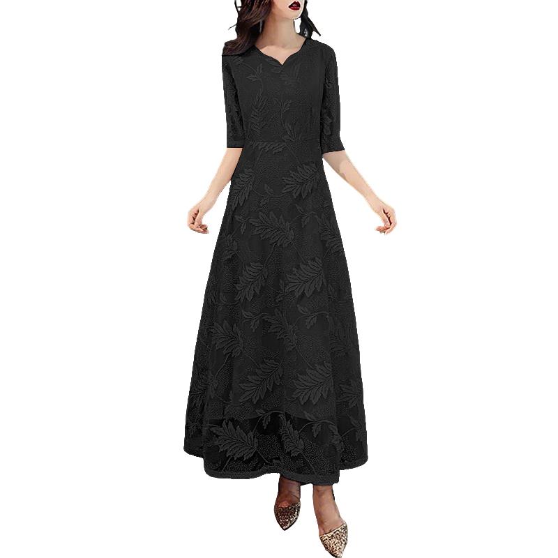 

ZANZEA Женское повседневное летнее платье с круглым вырезом и рукавом три четверти, в стиле пэчворк 5XL чёрный