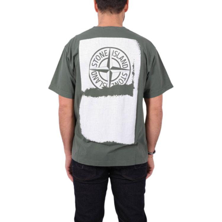Stone Island Round Neck Pullover Letter Brand Logo Pattern Print Embroidery Slim Fit Short Sleeve T-Shirt Men T-Shirt Khaki 80152RC89-V0059