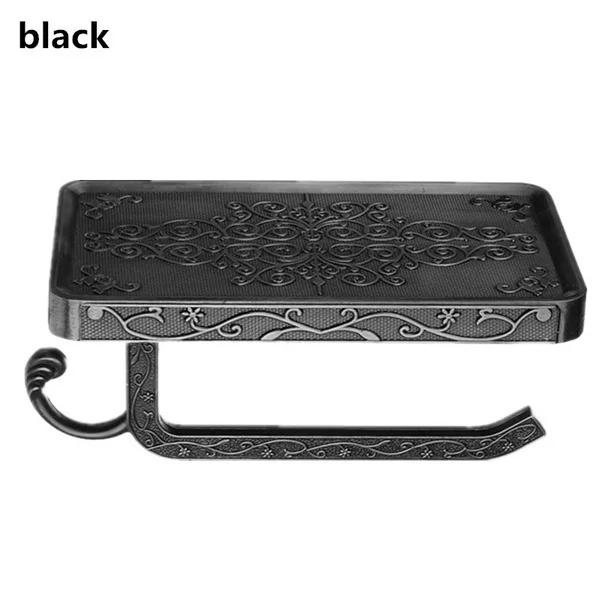 

Fashion Bathroom Space Aluminium Cell Phone Roll Paper Shelf European Retro Carved Cell Phone Toilet Paper Shelf Home Decors чёрный