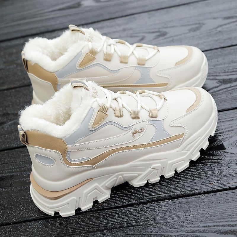 Damenpelz Eine Dicke Sohle Erhöhung Winter Leicht Gepolstert Warm Schneestiefel Rutschfest Tragen Lässige Sneaker Baumwollstiefel