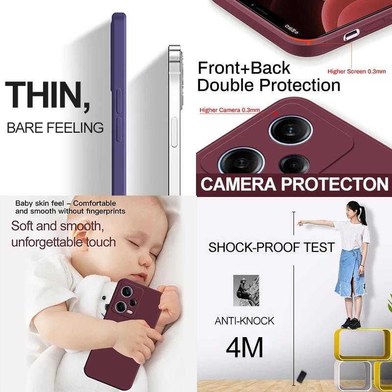 Redmi Note 12 Pro Plus Turbo Case Square Liquid Silicone Soft Cover For Xiaomi Redmi Note 12 Turbo Note12 Pro Plus 5G Phone Case