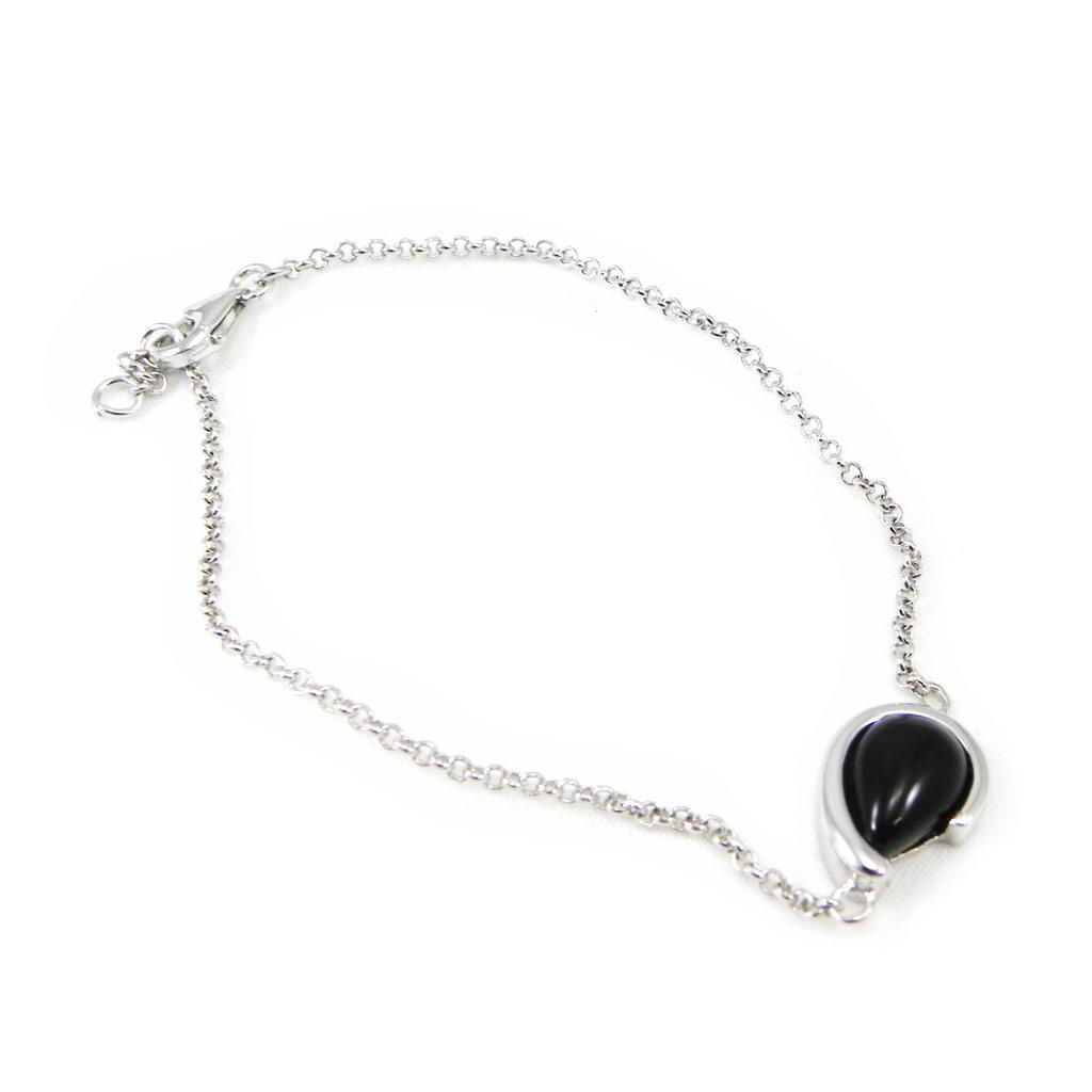 Les Trésors De Lily [G9053] - Black 'Obao' Silver Bracelet