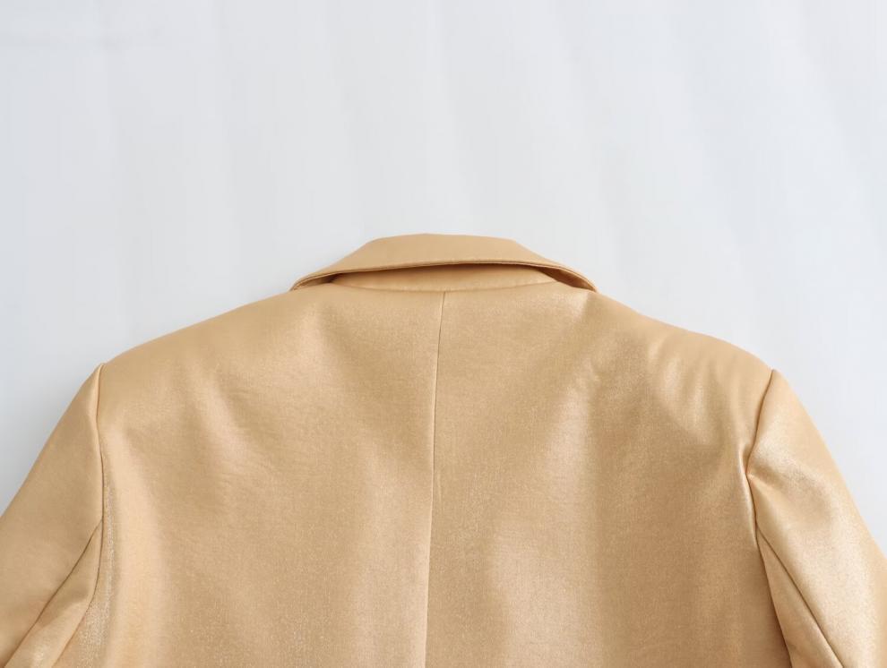 Evropsko-americké retro dámské sako s kovovým povrchem a rovným střihem
