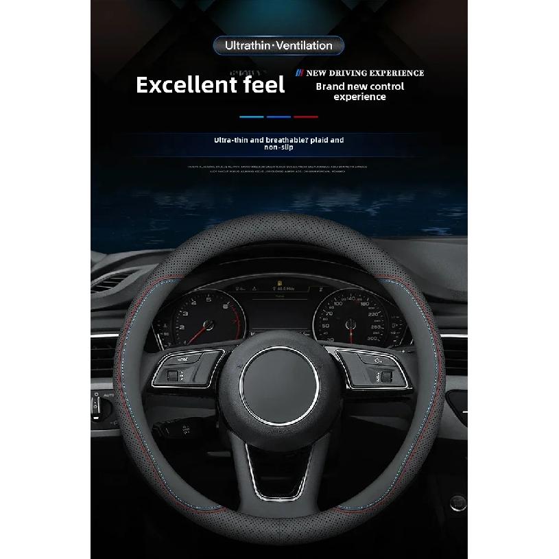 Nappa Leather Steering Wheel Covers,Universal Non-Slip Car Steering Wheel Cover,All Seasons Auto Steering Wheel Protector