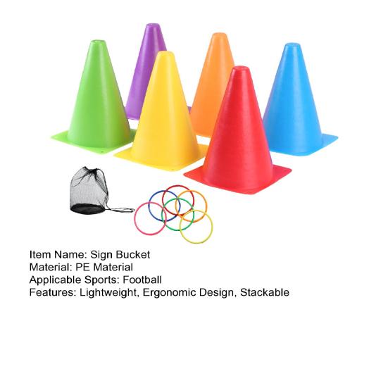 12Pcs/Set Sign Buckets Colorful Plastic Logo Buckets Football Training Cones with Carrying Bag Ergonomic Design Stackable Sports Markers