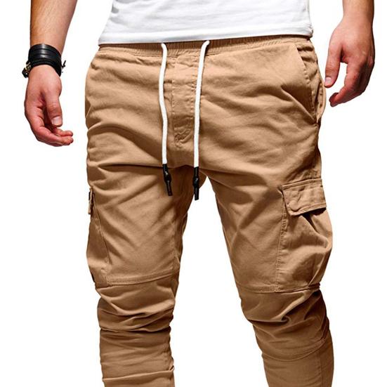 Herren Dicke Cargohose Kordelzug Taille Warme Jogginghose Herbst Winter Freizeit Hose mit Mehreren Taschen für Reise Arbeit Alltagskleidung