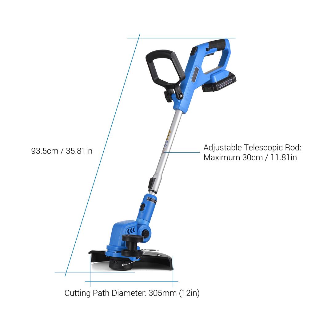 Geevorks 12palcový akumulátorový elektrický strunový sekač s automatickým podavačem 20V teleskopické ruční trávy
