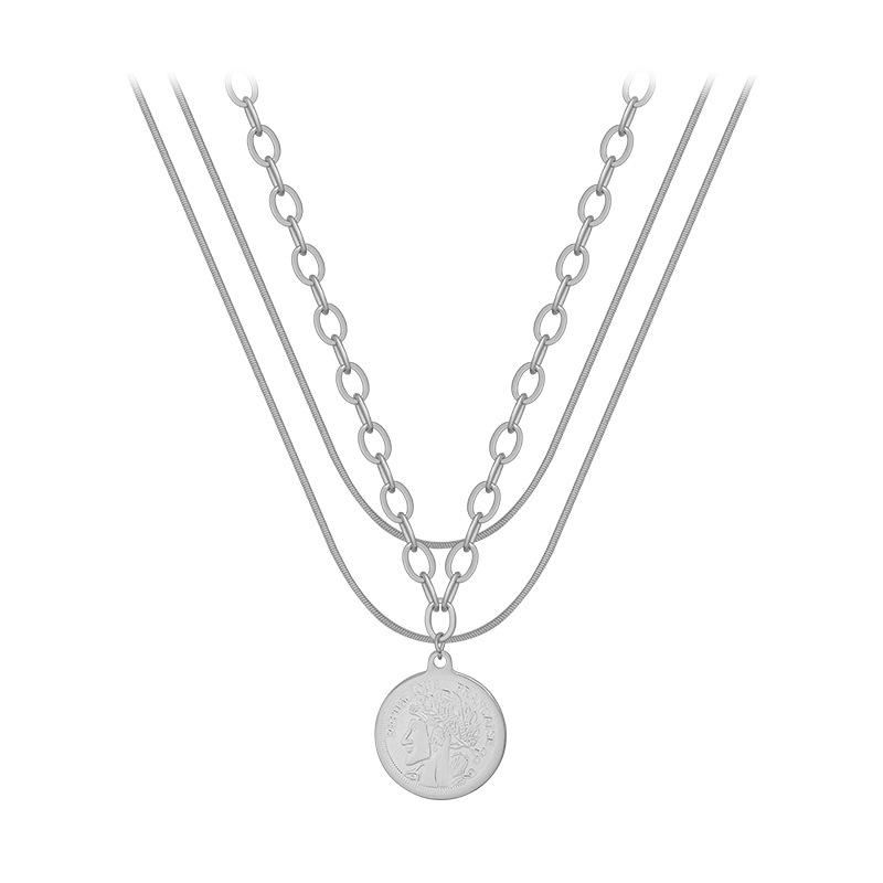 Personality Multi-Layer Stacked Necklace Women'S Fashion Design Sense Sweater Chain Simple Temperament Collarbone Chain